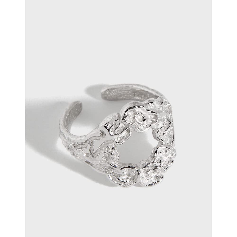Verstellbarer Ring, S925 Sterling Silber Minimalistischer Lava Ring Verstellbare Ringe Durchbrochener Offener Ring Silber Daumenring Ewigkeitsring Hochzeitsanhänger Schmuck Geschenke Für Männer M