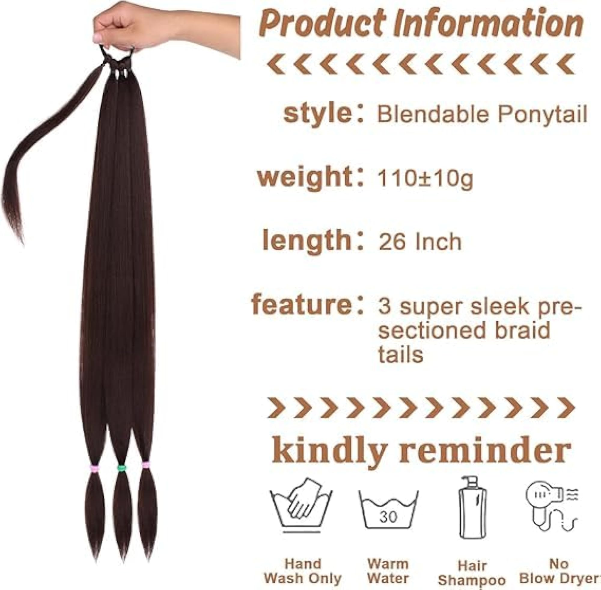 26-Inch DIY Braided Ponytail Extensions, 2-Pack