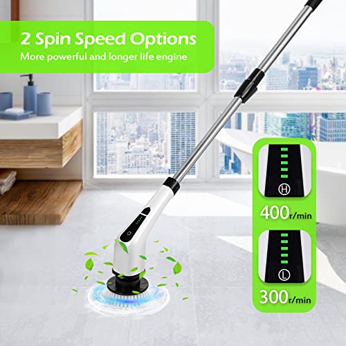 Electric Spin Scrubber, Cordless Bathroom Tub Scrubber With Long Handle & 7 Replaceable Cleaning Heads, Extension As Short Handle, Portable Power Shower Brush Household Cleaning Tools For Tile Floor #TOP1