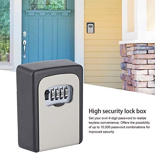 Qinlorgo Cofre para chave, caixa de trava de alta segurança cinza preta, liga de alumínio resistente