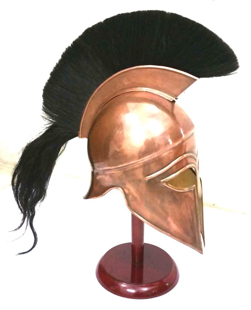 Medieval Replicas Casque médiéval Grec Spartiate corinthien avec Plume Noire Antique, réplique