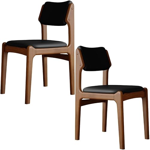 Miniatura 11 de YVYKFZD Wooden Dining Chairs Set, Leather Dining Room Chair with Back, Upholstered Kitchen Chairs, Armless Living Room Chair, for Bedroom Offices