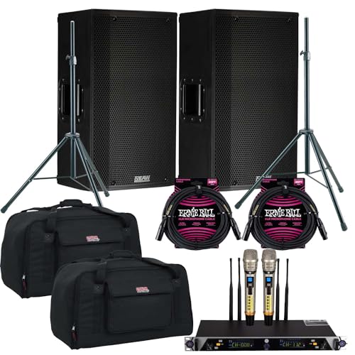 (2) EAW LA121 – 12? 1500W 2-Way Active Speaker, PSG Wireless Mic UGX21II, (2) Speaker Stand, (2) Gator Tote12, (2) ErnieBall XLR Cables Bundle