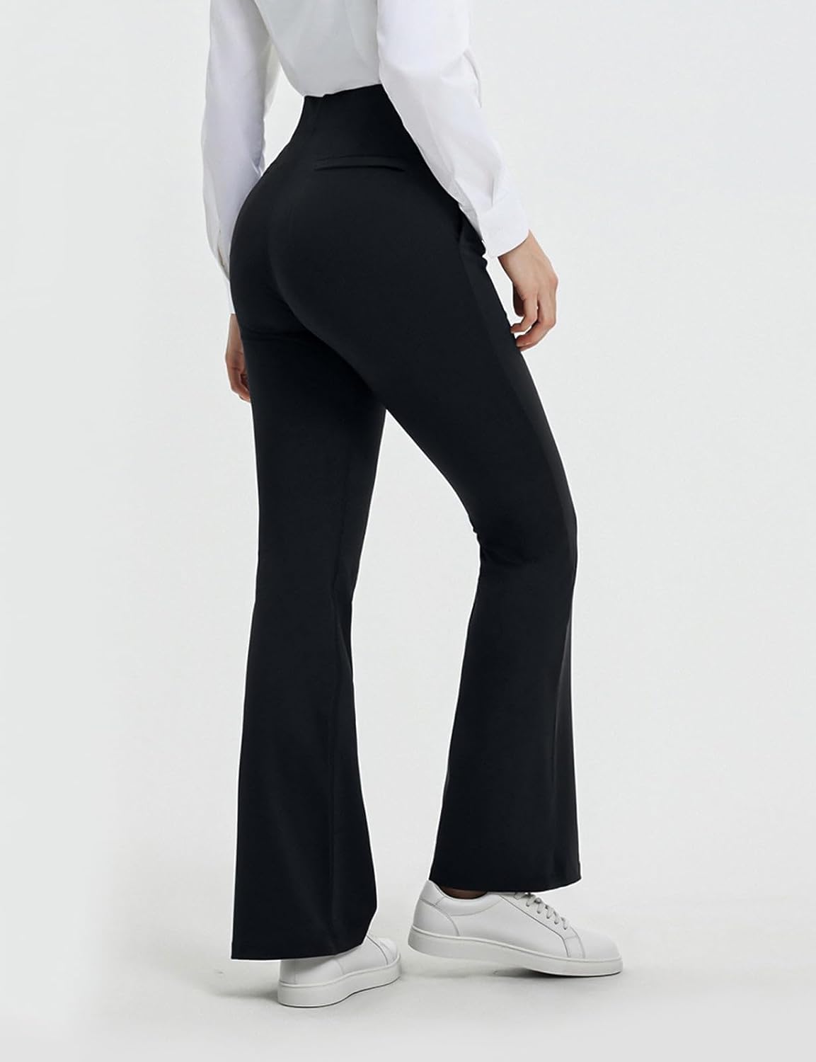 baleaf Womens Yoga Dress Pants Work with 4 Pockets Bootcut Business Leggings Stretch High Waisted Slacks Casual 30" - Image 2