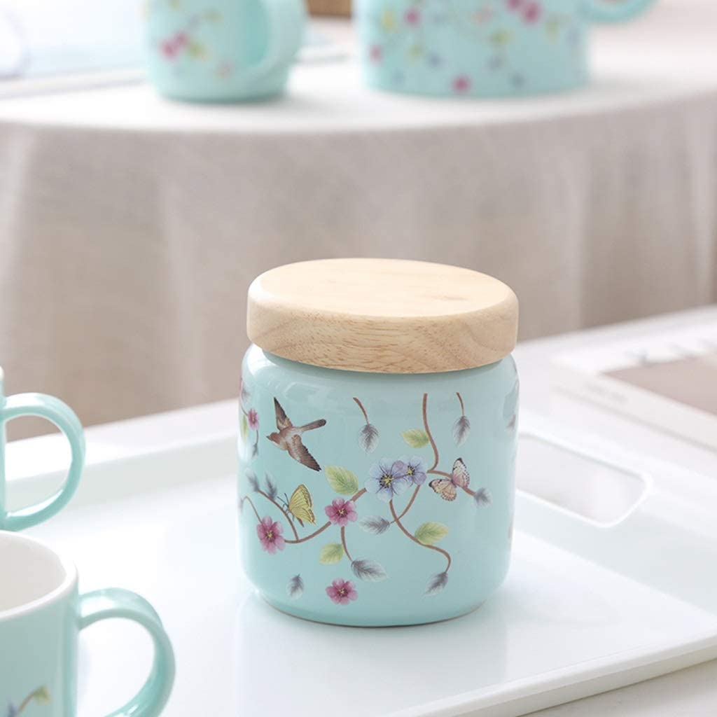 Zestaw do Herbaty Urodziny 9 Sztuk Zestaw Do Herbaty Filiżanki Kawy Ceramiczna Taca Serwowania Czajniczek Dzban Dla Kobiet Salon W Domu Ukończenie(Blue)