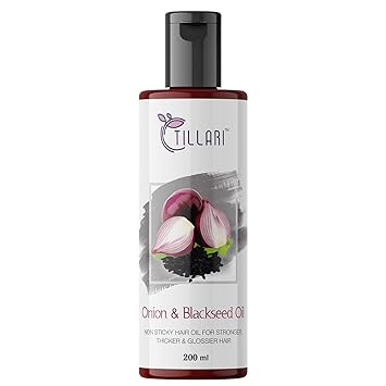 TILLARI Onion & Blackseed Non Sticky Hair Oil For Stronger,Thicker & Glossier Hair (200ml )