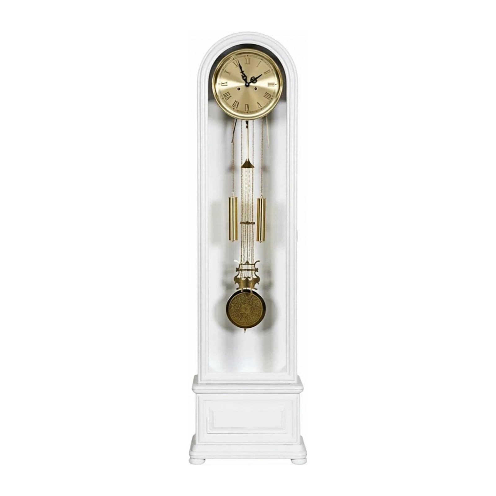 Kf2vBt7dP Chinese Style Floor Clock Wood Grandfather Clock Floor Pendulum Chimes Roman Numeral for Home Grandfather Clocks(White)