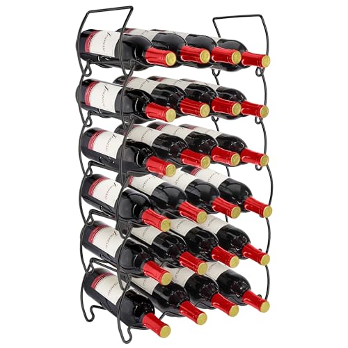 Sorbus 6-Tier Stackable Wine Rack - Classic Style Wine Racks for Bottles - Perfect for Bar, Wine Cellar, Basement, Cabinet, Pantry, etc - Hold 24 Bottles, Metal (Black)