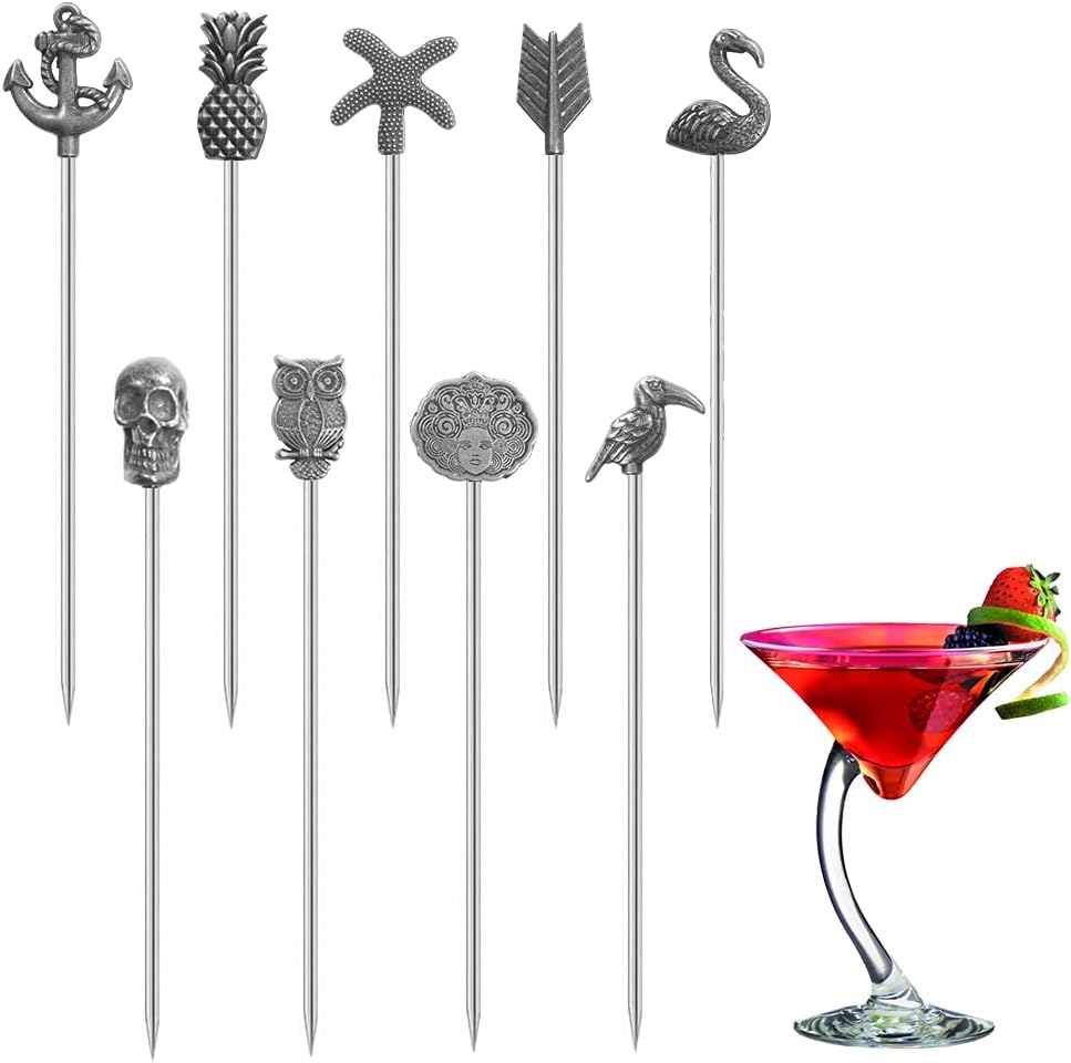 DEEKOUDT Skull Cocktail Picks Martini Picks Reusable Olive