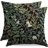 Set di 2 federe per cuscini con piante verdi, 45 x 45 cm, motivo