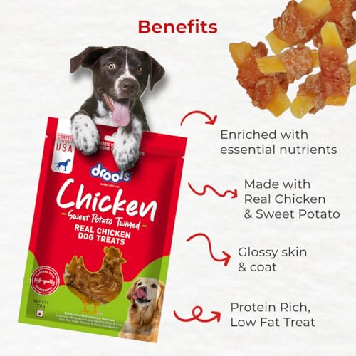 Image of Drools Sweet Potato Twined Dog Treats, 70gm Pack, All Life Stages, roll