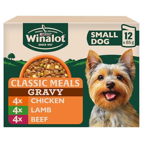 WINALOT Meaty Chunks Small Dog Mixed in Gravy Wet Dog Food 12x85g Pouches (Pack of 4)