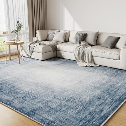 5x7 Area Rugs for Living Room, Machine Washable Non Slip Area Rug Modern Abstract Indoor Rug Carpet Ultra Soft Rugs for Bedroom Dining Room Playroom Bedside Office, Blue Cover