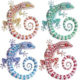 YiYa 4 Stücke Metall Gecko Garten Dekorationen Outdoor 
