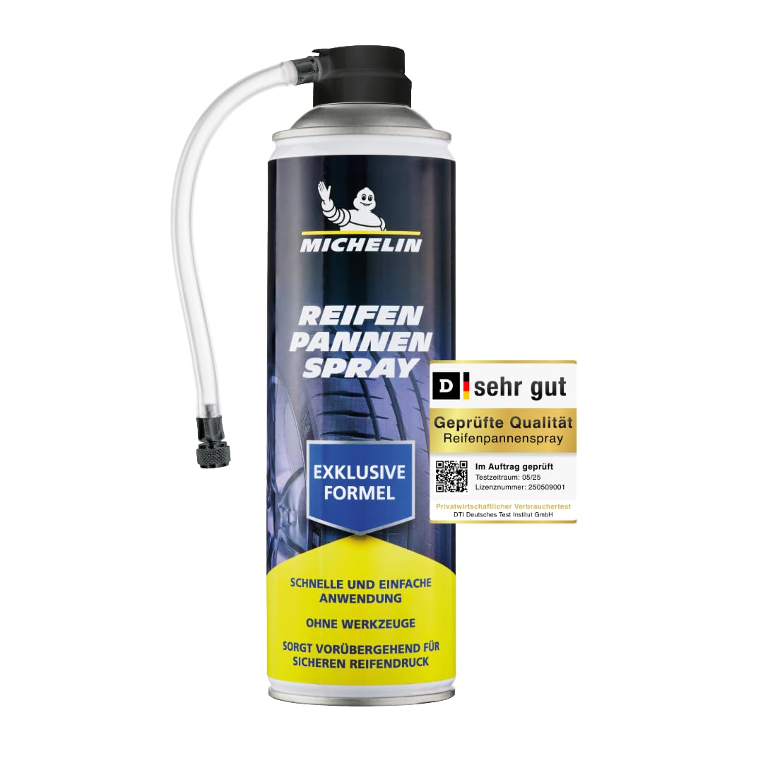MICHELIN Reifendichtmittel Pannenspray Auto – Blitzschnelle Reifenreparatur ohne Werkzeug | Für PKW, SUV & Wohnwagen | 500 ml Notfall-Pannenspray