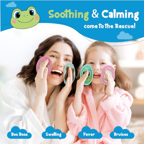 Image of Large Kids Ice Packs for Boo Boos with Strap, 3 Packs Cute Reusable Hot Cold Gel Packs for Kid's Fever,Pain Relief,Wisdom Teeth,First Aid and Neck, Head, Arms, Legs Injuries