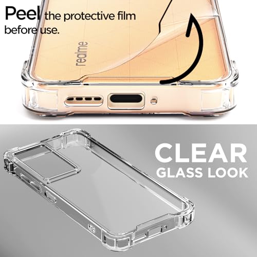 Image of Amazon Basics Back Cover for Realme Narzo 80x 5G / Realme P3x 5G / Realme 14X 5G PC + TPU Clear Transparent Raised Edges Shockproof Protective Phone Bumper Case(Transparent)