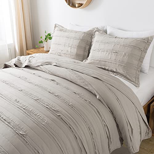 Honeilife Queen Quilt Bedding Set - 3 Pieces Washed Microfiber Quilt Sets Lightweight Bedspreads Ultra Soft Coverlets Vintage Bed Cover Ruffled Bedding Set All Season Quilts-Sandy #TOP22