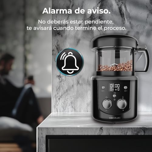 Cecotec Elektrische Kaffeebohnentrommelröster Roaster Booster. 1400W, Kaffeezubehör, automatisches oder manuelles Rösten, gleichmäßige Röstung, Kapazität von 100-150g, einstellbare Zeit von 8-15 Min