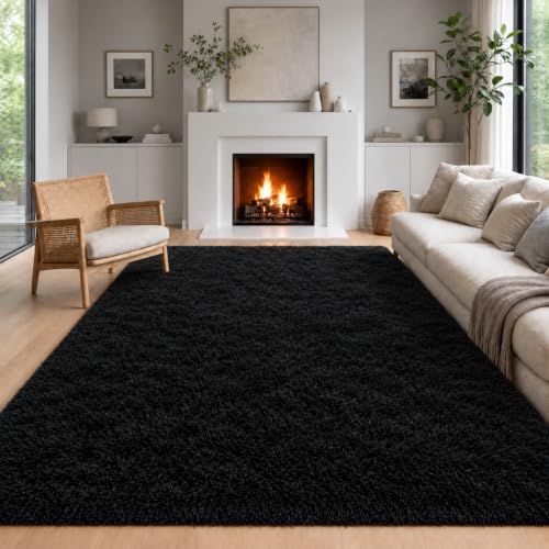 Dssimo Black Shaggy Area Rug 8x10