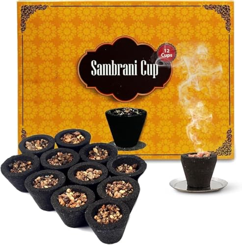 Sambrani Dhoop Cups (12 Pack) – Traditional Incense Cups for Pooja, Meditation & Home Fragrance – Long Lasting Aroma