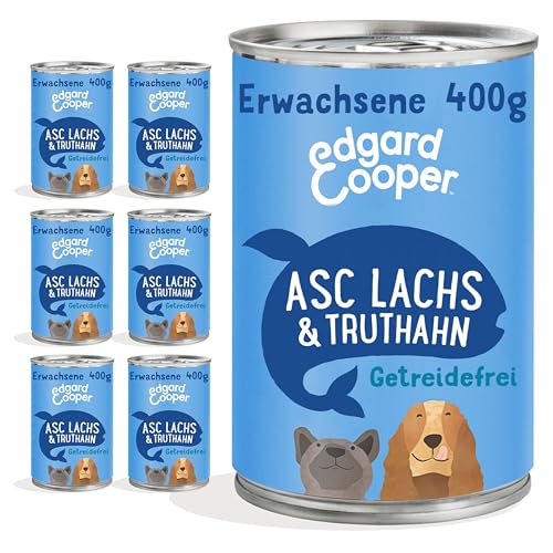 Edgard & Cooper Nassfutter für Hunde (Lachs & Truthahn, 400g x 6), Getreidefrei, natürliche Zutaten und frisches Fleisch, voller essentieller Aminosäuren