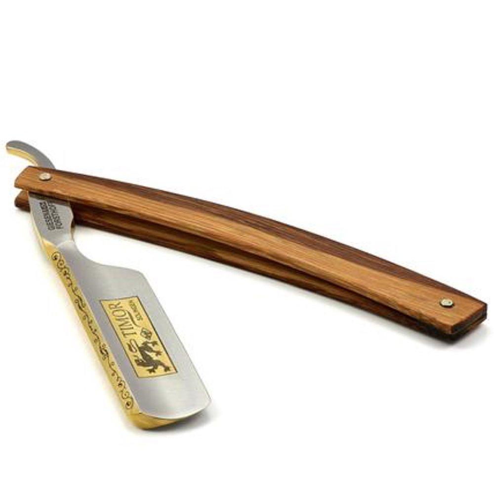 Timor Straight Razor - Carbon Steel Blade 6/8" - Marble-Wood Handle