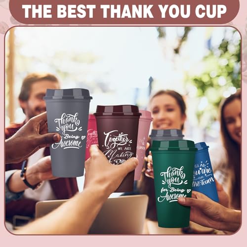 Pickmesh 60 Pcs Employee Appreciation Gifts Bulk Cna Week 16 oz Plastic Tumblers with Lids Graduation Teacher Appreciation Gifts Reusable Coffee Cups for Staff Volunteer Coworker Team (Colorful) by Pickmesh - Image 5