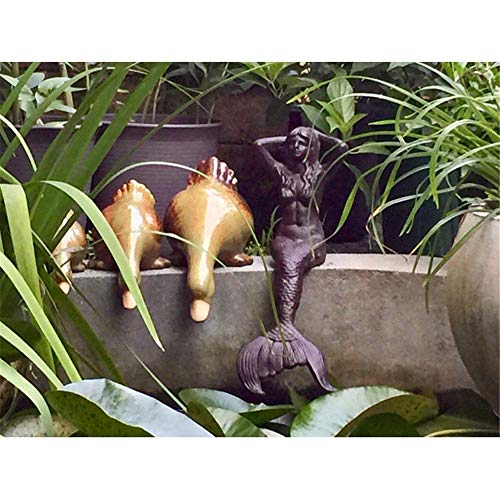 Liushi Garden Statue Cast Iron Mermaid Garden Decoration Metal Cute Art Iron Sculpture Romantic Sitting Position Mermaid Statue For Outdoor Yard Garden Pool For Home Garden Path Lawn For Lawn Garde #TOP2