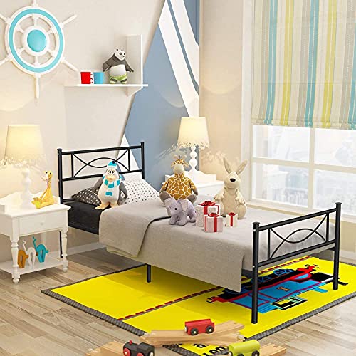 Platform Steel Bed Frame Twin Size Bed Mattress Foundation Support With Headboard And Footboard No Box Spring Need Metal Platform #TOP2