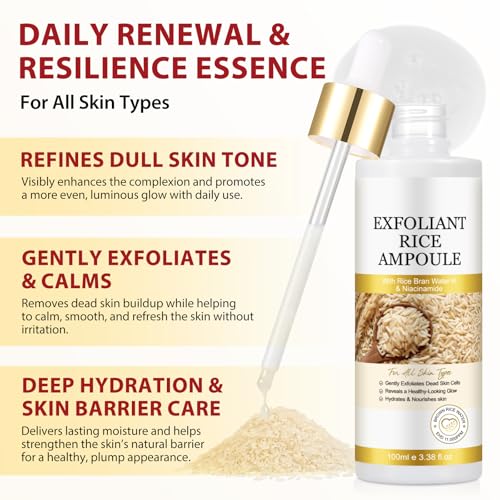 Rice Peeling Glow Ampoule, Duo for Face and Body Gentle Peel, Pore Minimizing & Deep Hydration, Exfoliant for All Skin Types, skin care 100ml - 3.38 oz — view 3