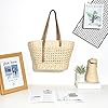 Ayakizi Stroh Strand Schultertasche Tasche, Damen Sommer Handtasche Weben Eimer Korbtasche Basttasche Casual für Outdoor Reise Schule Arbeit Einkaufen (Beige) #2