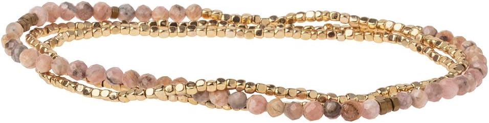Scout Curated Wears - Womens Delicate Stone Wrap Bracelet & Necklace - Rhodochrosite/Gold - Stone of Love