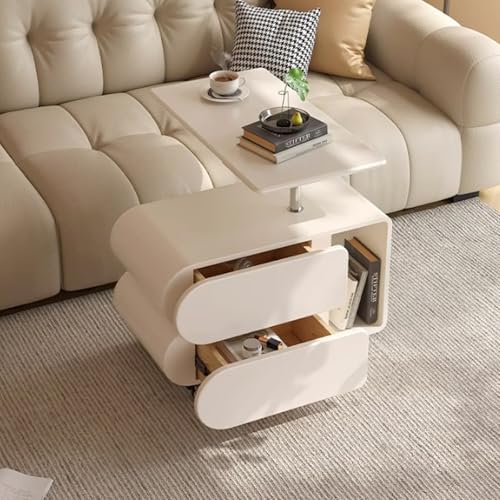 Table basse relevable blanche à roulettes 360° pour un salon modulable - 8