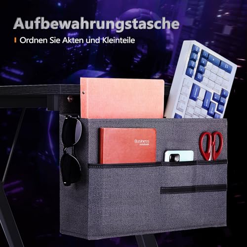 ODK Gaming Tisch, Gaming Schreibtisch Eckschreibtisch für Gamer, Schreibtisch L Form mit Monitorständer für Büro (Schwarz, 127 x 127 cm) – Bild 4