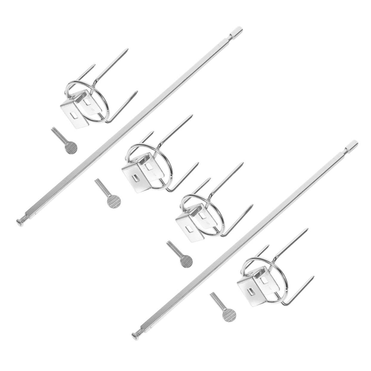 GALPADA 2Set Stainless Steel Rotating Roast Chicken Forks with Shaft for Bbq Air Fryer Oven Durable Three Pronged Meat Forks for Home Cooking Camping