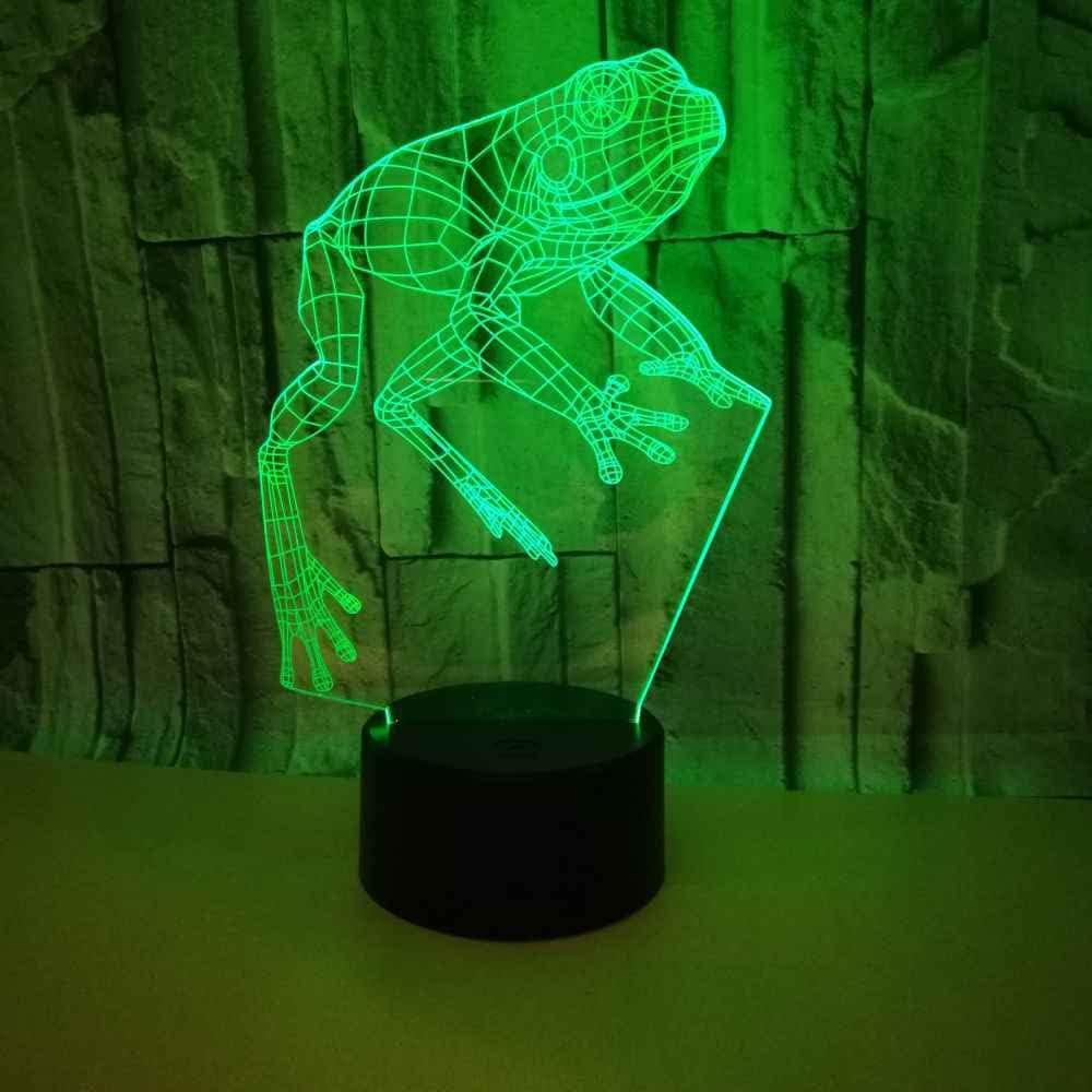SWTZEQ Luz Nocturna Infantil Lámpara 3D Quitamiedos Portátil Rana animal lámpara de mesa decorativa 16 colores que cambian con control remoto función tenue, niños, niñas, regalo