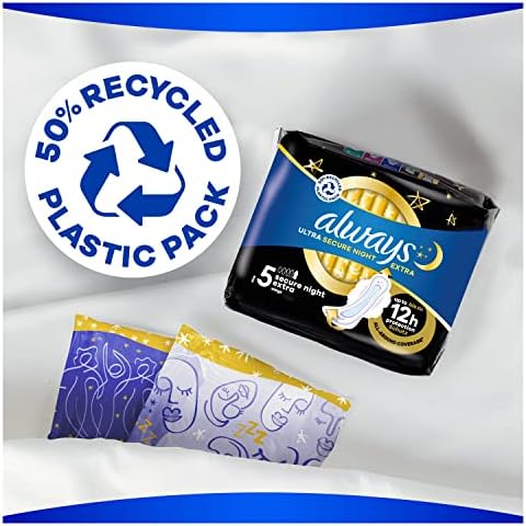 Always Ultra Sanitary Towels / Pads with Wings, Secure Night Extra Size 5, Ultra Thin, 72 Towels (18 x 4 Packs), SUPER SAVING BOX, Odour Neutraliser, Super Absorbent Core