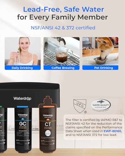 Image of Waterdrop TSA 8 Layer Under Sink Water Filter System, Under Sink Water Filtration System, Reduces PFAS, PFOA /PFOS, Fluoride, Chlorine, Bad Taste & Odor, NSF /ANSI 42 Certified, Direct Connect to Faucet