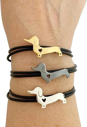 Pulsera Perro Salchicha hecha en plata de ley 925, Pulsera Teckel hecha a mano, Pulsera de Plata Perro, Regalo para los Amantes de los Perros, Pulsera Dachshund