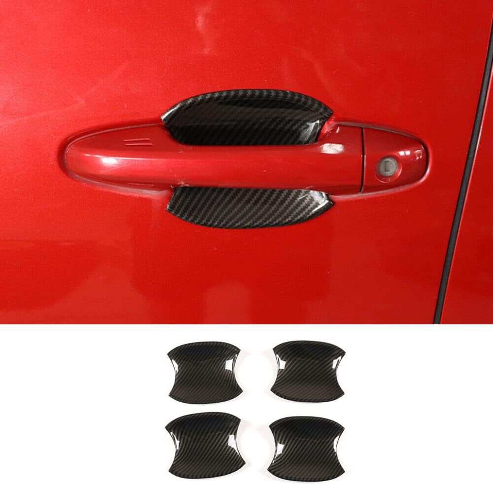 ERIDANUS Auto Accessories Fit for 2023 2022 2021 2020 2019 2018 2017 2016 Exterior Outside Door Handle Bowl Cup Covers Trims (Carbon Fiber) ABS 4 PCS