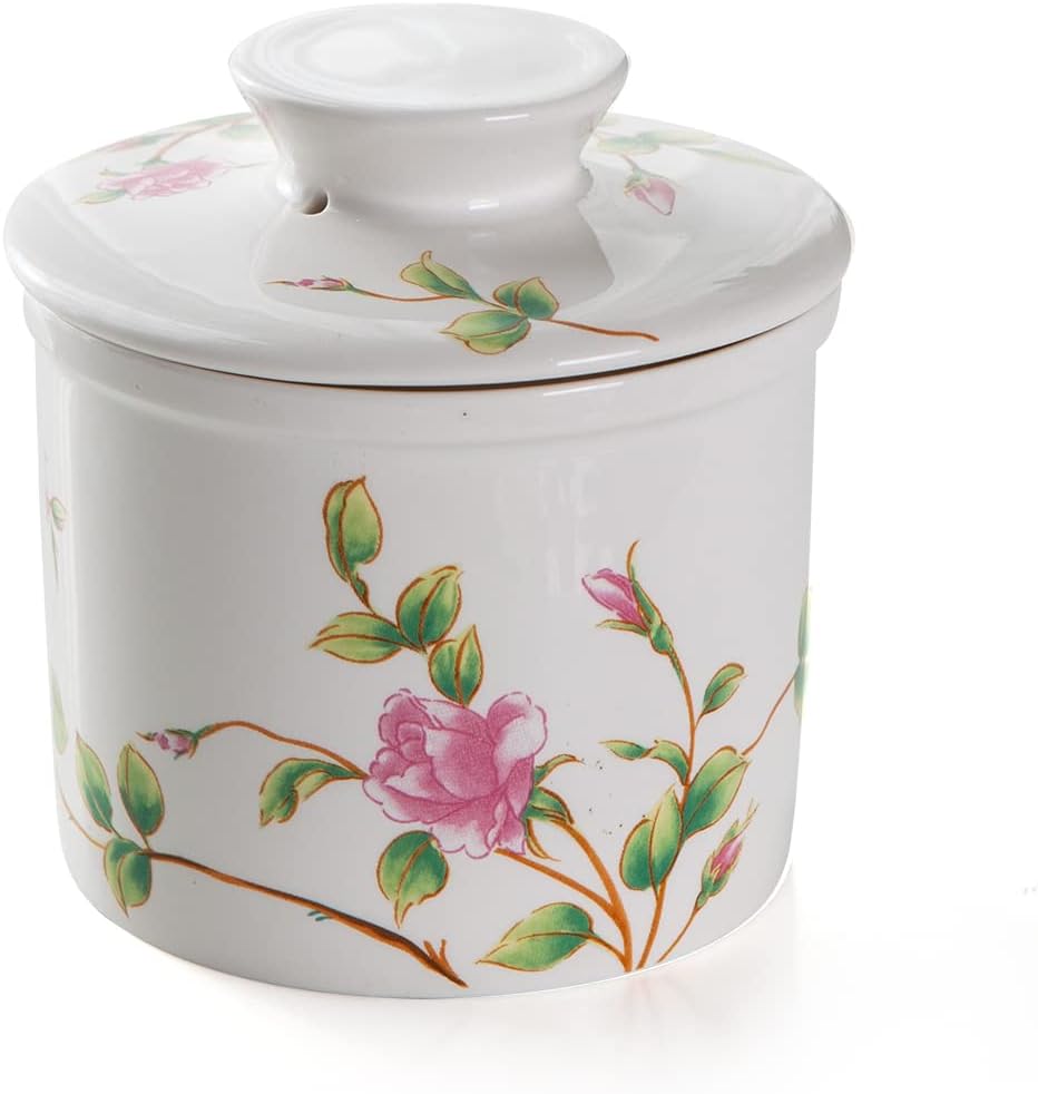 XELA Porcelain Butter Keeper Crock, French Butter Crock