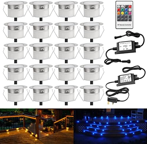 Decking Lights RGB-GEYUEYA Home Ø45MM 12V 0.5W WiFi APP Phone Control Color Change LED Decking Patio Lighting for Steps Stair Terrace Kitchen Outdoor Indoor Lamps with Remote Controller - 6 Packs