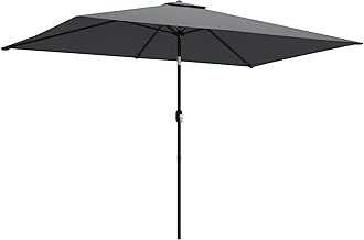 Outsunny Parasol 300 x 200 cm Tilting Balcony Umbrella with Crank Protective Cover, UV Protection, Rectangular Garden Umbrella, Windproof Stable Market Umbrella, Sun Protection for Garden, Balcony