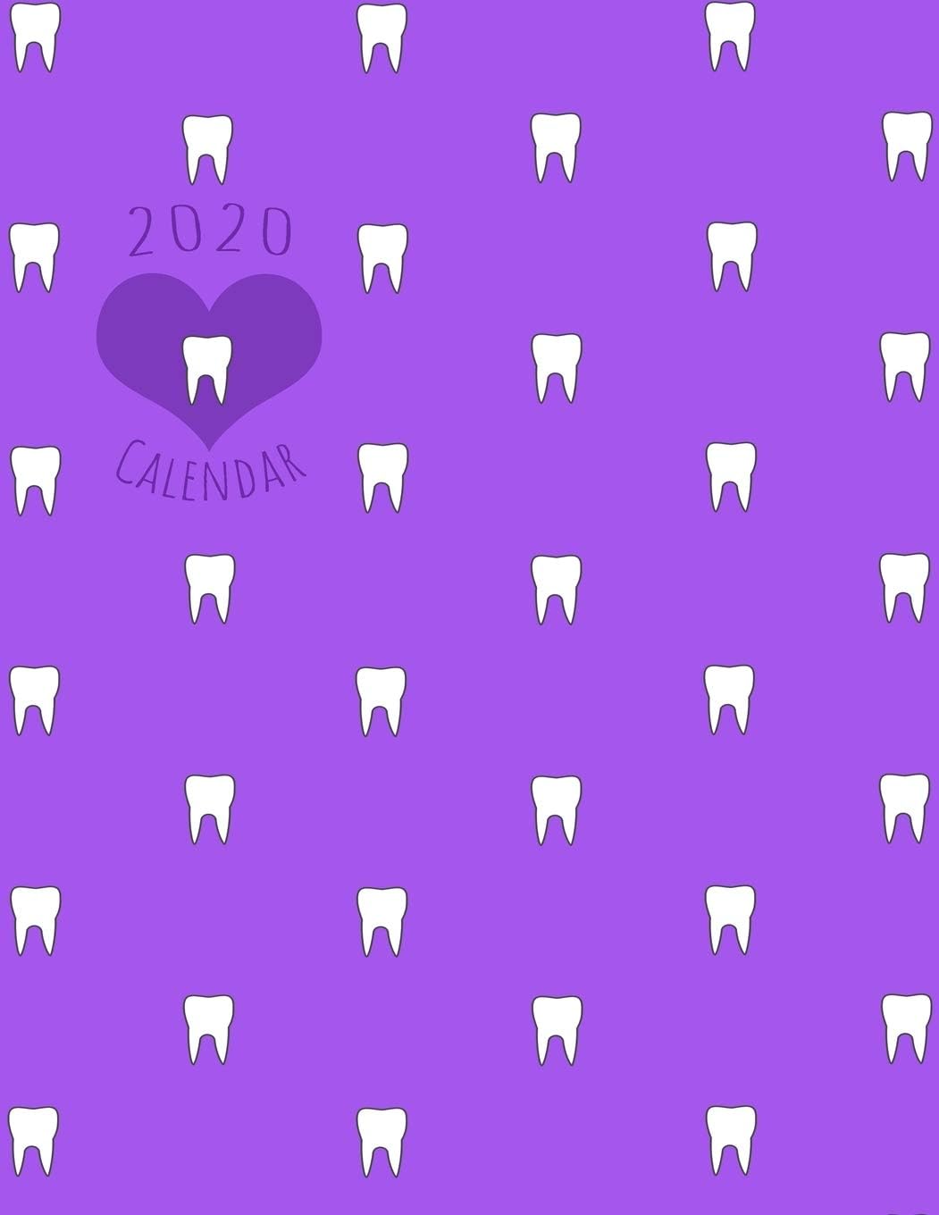 2020 Calendar: Monthly Schedule Organizer - Tooth Design Planner for Dentists, Orthodontists, Dental Hygienists and Receptionists in Purple