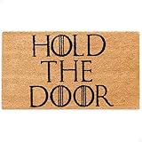 THEODORE MAGNUS Felpudo de Fibra de Coco Natural con Respaldo Antideslizante, Divertido Felpudo – Natural – Hold The Door – COIR-1730-15-201