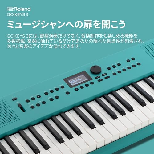 Roland ローランド 電子キーボード GOKEYS3-TQ 61鍵盤 Bluetooth機能 アプリ 録音 リミックス 自動伴奏 初心者 弾き語り 練習 軽量 1000種類以上の音色 ターコイズ