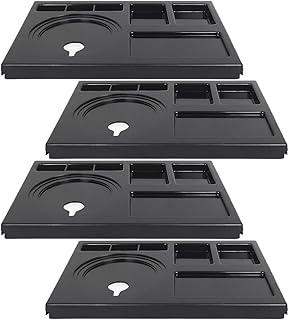 Hospitality Kettle Tray Made of ABS Plastic Square, Hotel Room Serving Service Size: 16"x12"x1.5" Black (Pack of 4)