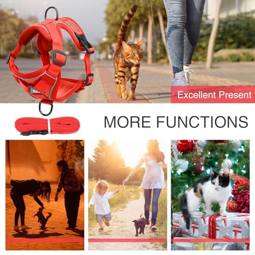 Arnês e chumbo para gatos, à prova de fuga do arnês para gatos - Arnês de colete respirável para gat