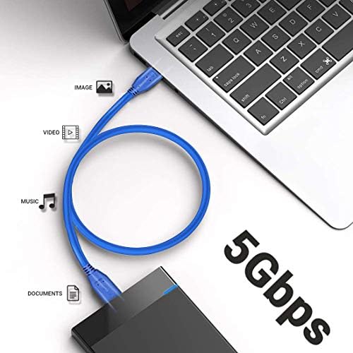 ULTRICS USB Male A to Micro B Cable 30CM, Up to 5Gbps High Speed Hard Drive Cable, USB 3.0 Charger Cable Compatible with My Passport Seagate Expansion Toshiba Canvio LaCie Rugged WD Samsung S5 Note 3